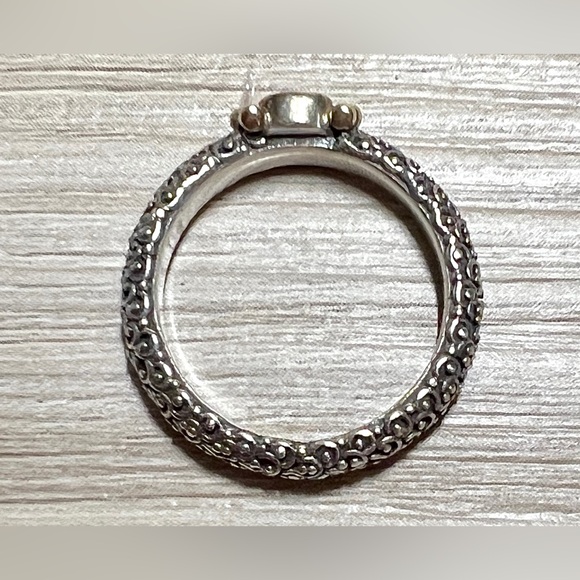 Designer Sara Blaine Sterling Silver & 18k Gold Amethyst Eternity Ring, Size 6.5 - Picture 6 of 10